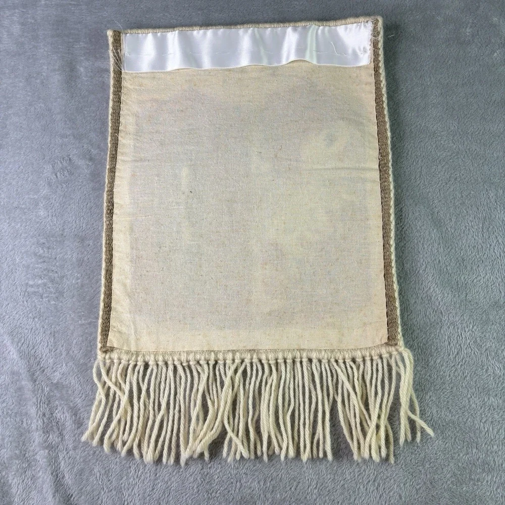VTG Handwoven Tapestry Wall Hanging Rug Bird Zelow Poland Fringe Nature 13 X 20